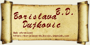 Borislava Dujković vizit kartica